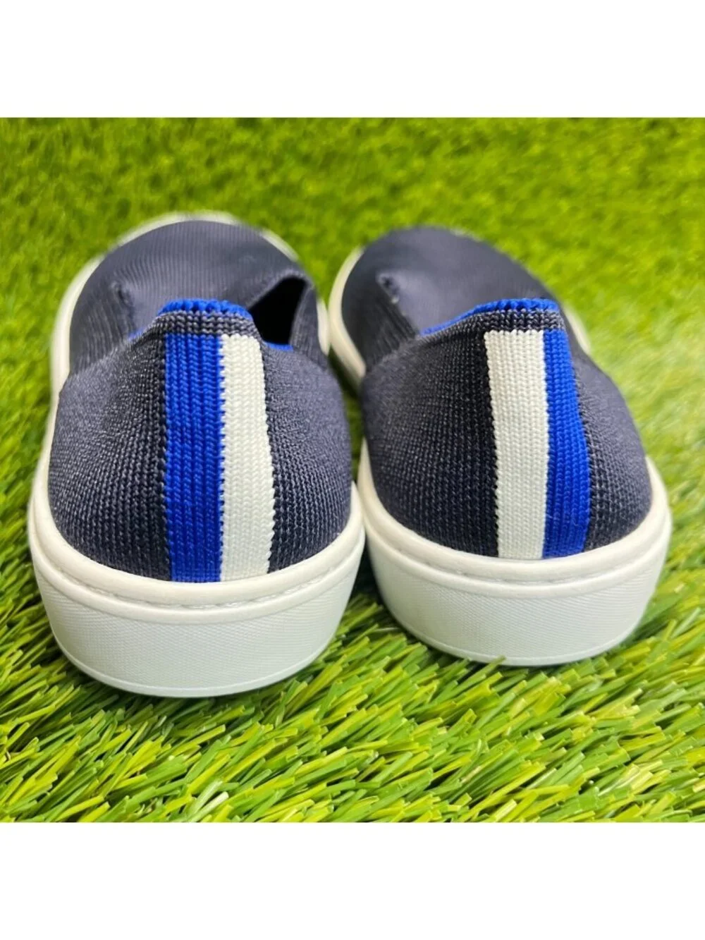 Rothy's The Kids Boys Size 3Y Blue White Athletic Slip On Knit Shoes Sneakers
